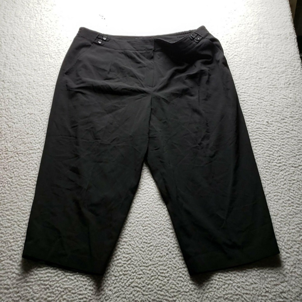 Larry Levine Woman Capri Pants Womens 24W Black Stretch Pull On Crop Pockets